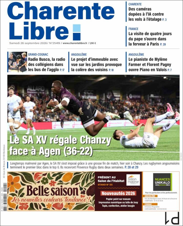Portada de Charente Libre (France)