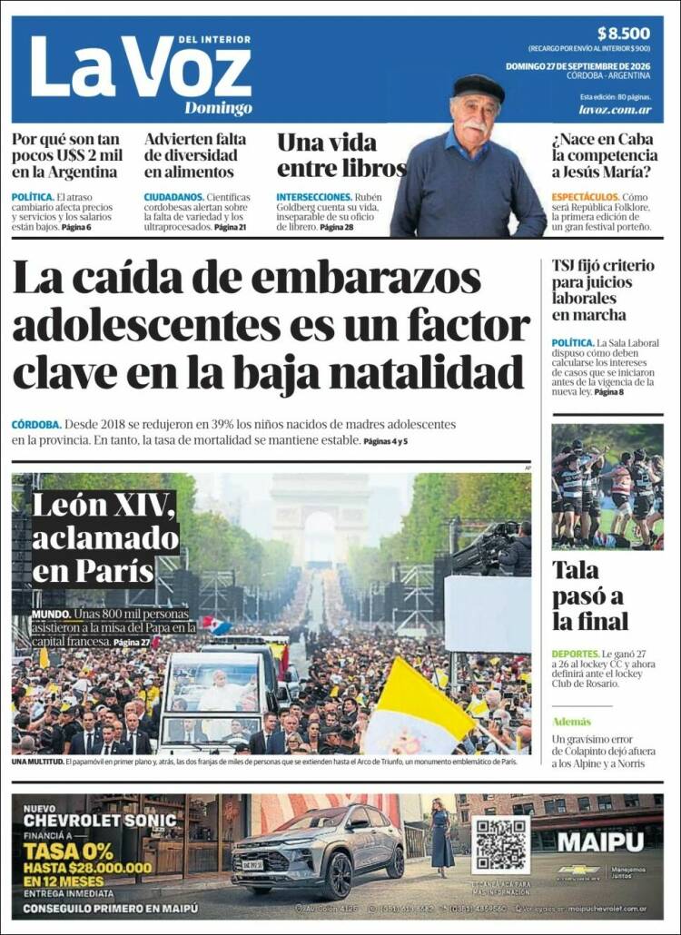 Portada de La Voz del Interior (Argentina)
