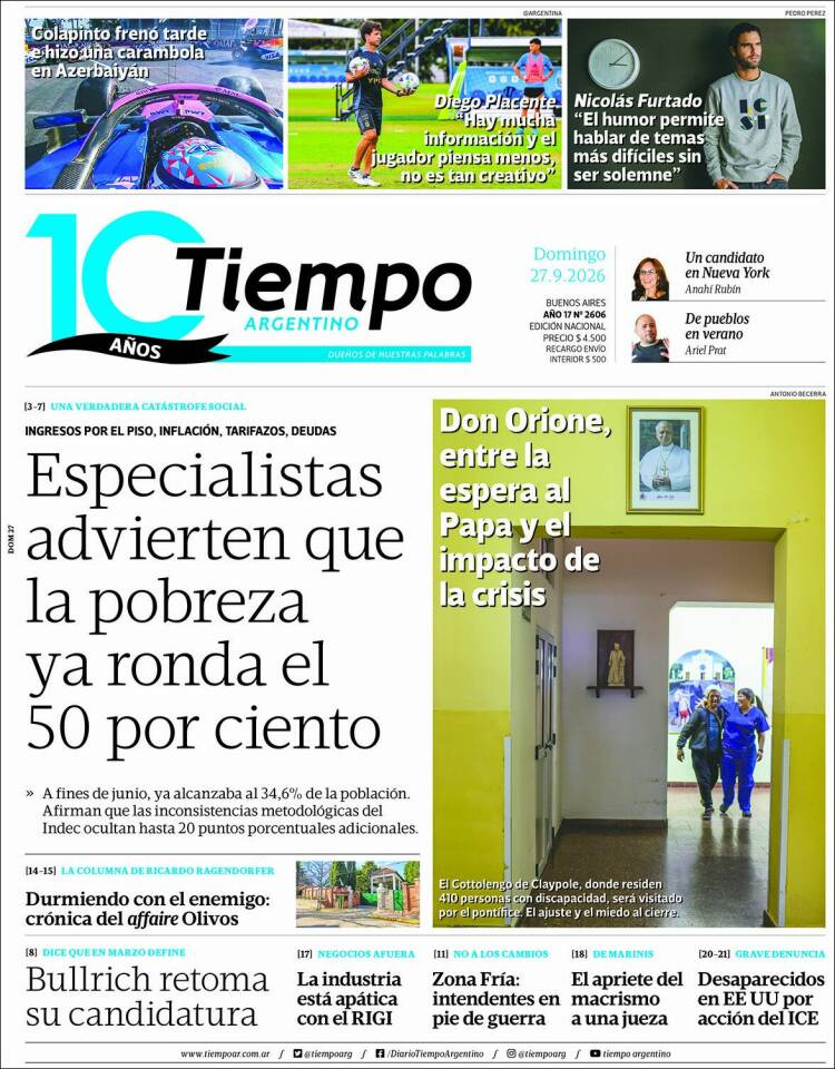 Portada de Tiempo Argentino (Argentina)
