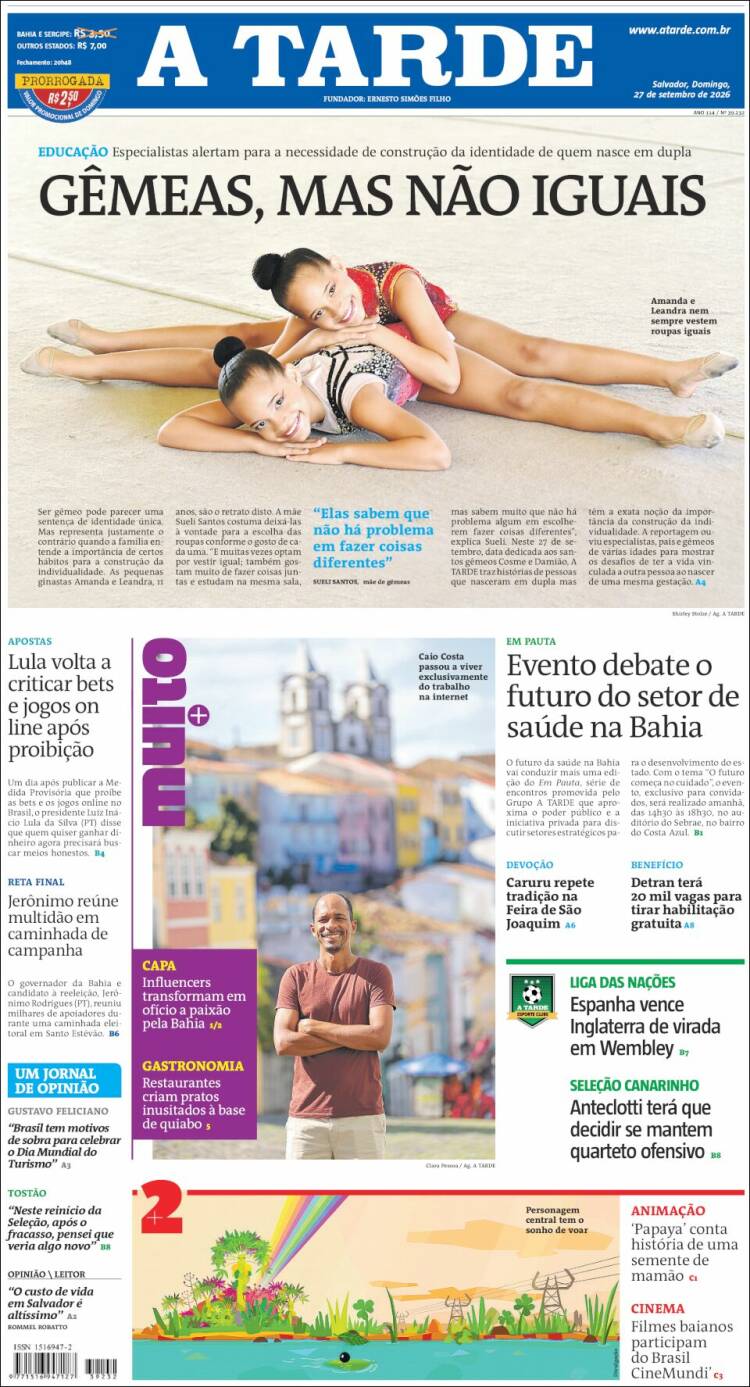 Portada de Diário A Tarde (Brasil)