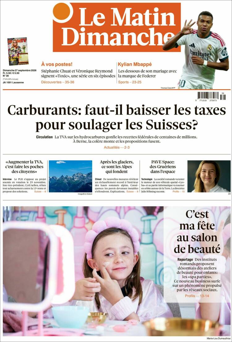 Portada de Le Matin (Suiza)