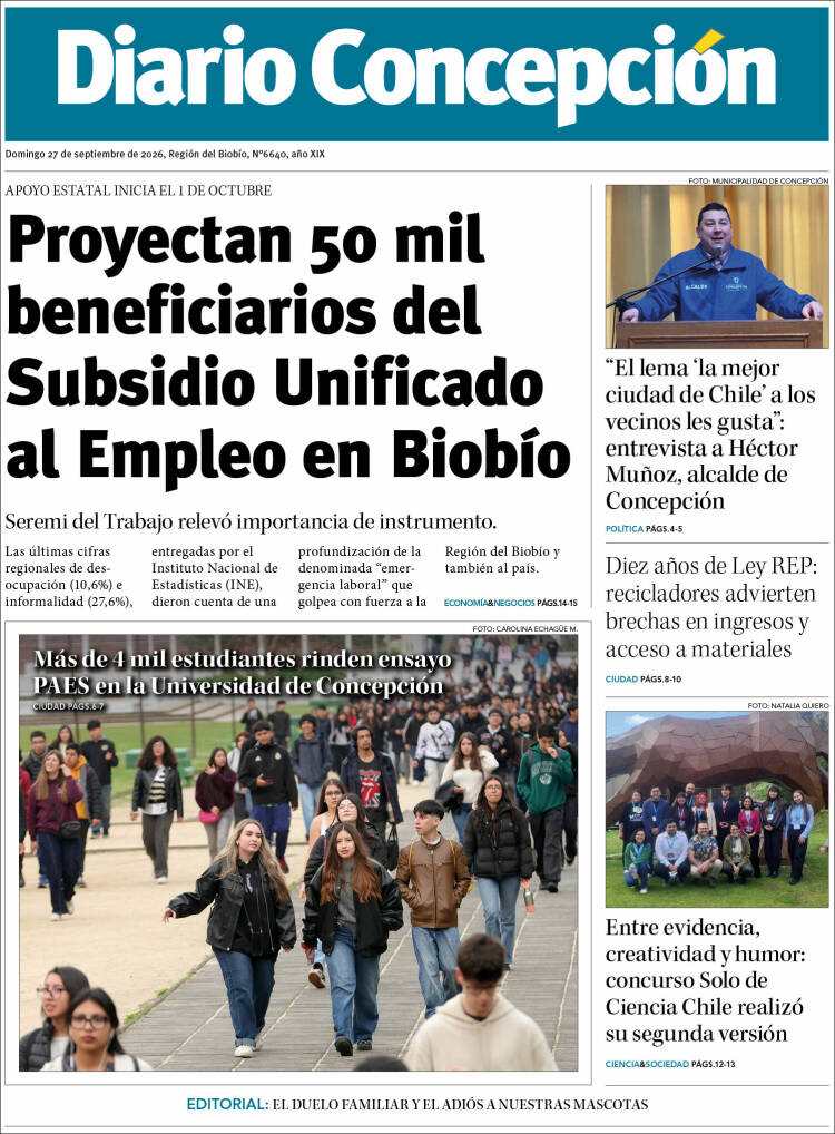 Portada de Diario de Concepción (Chile)