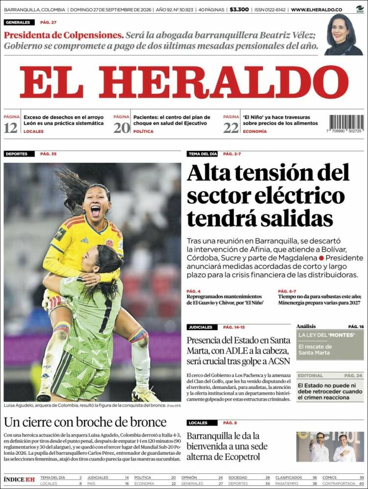 Portada de El Heraldo (Colombia)