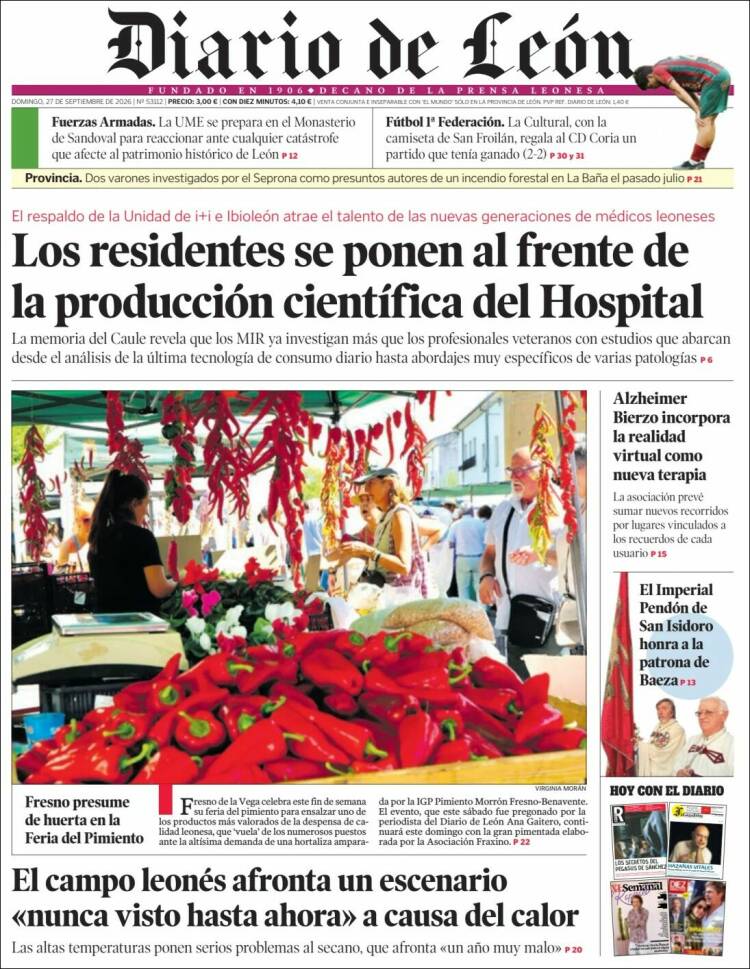 Portada de Diario de León (Espa&ntilde;a)
