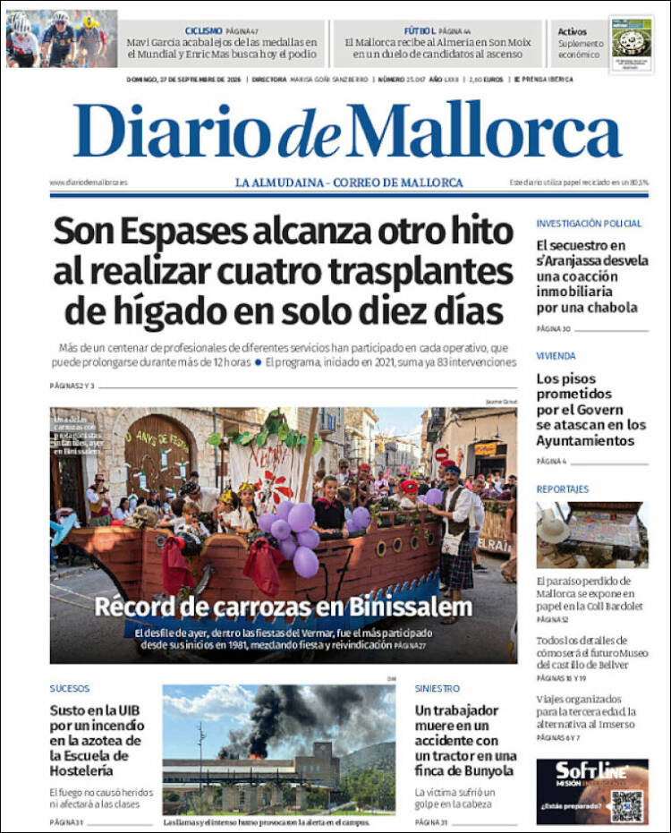 Portada de Diario de Mallorca (Espa&ntilde;a)