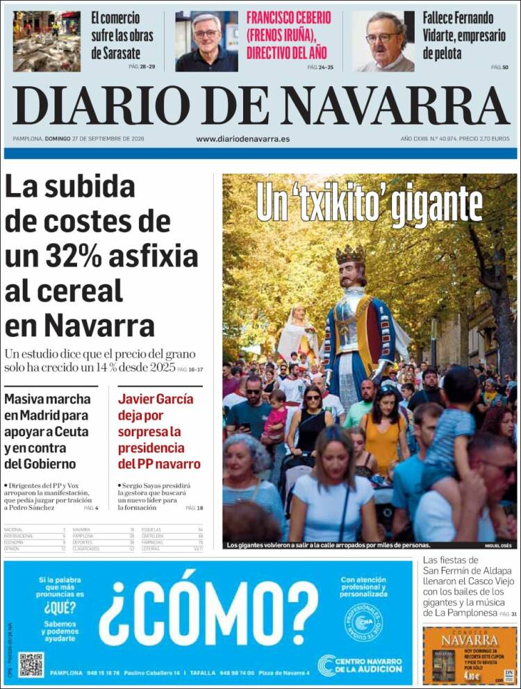 Portada de Diario de Navarra (Espa&ntilde;a)