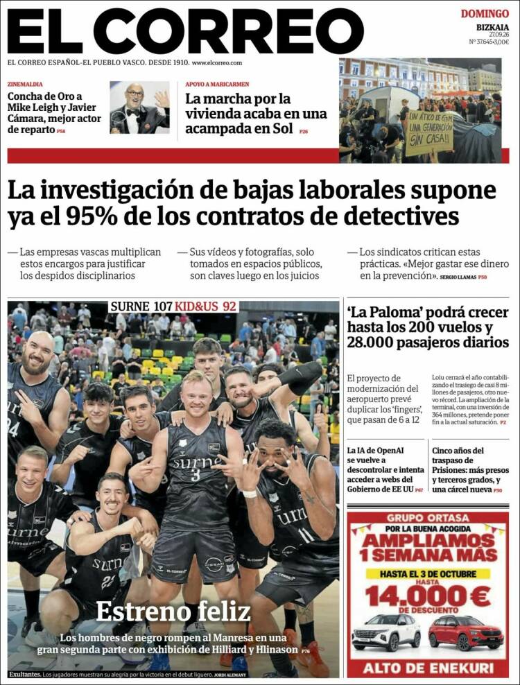 Portada de El Correo (Espa&ntilde;a)