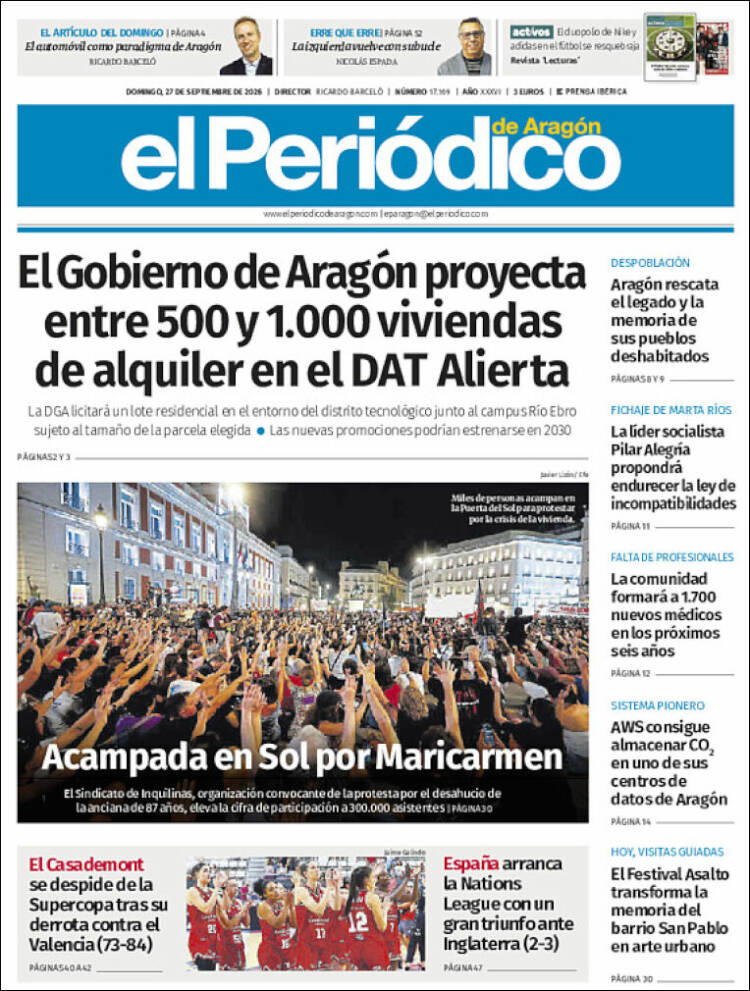 Portada de El Periódico de Aragón (Espa&ntilde;a)