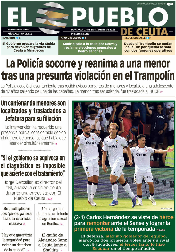Portada de El Pueblo de Ceuta (Espa&ntilde;a)