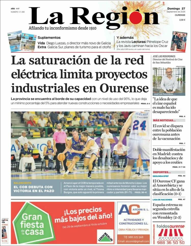 Portada de La Región de Ourense (Espa&ntilde;a)