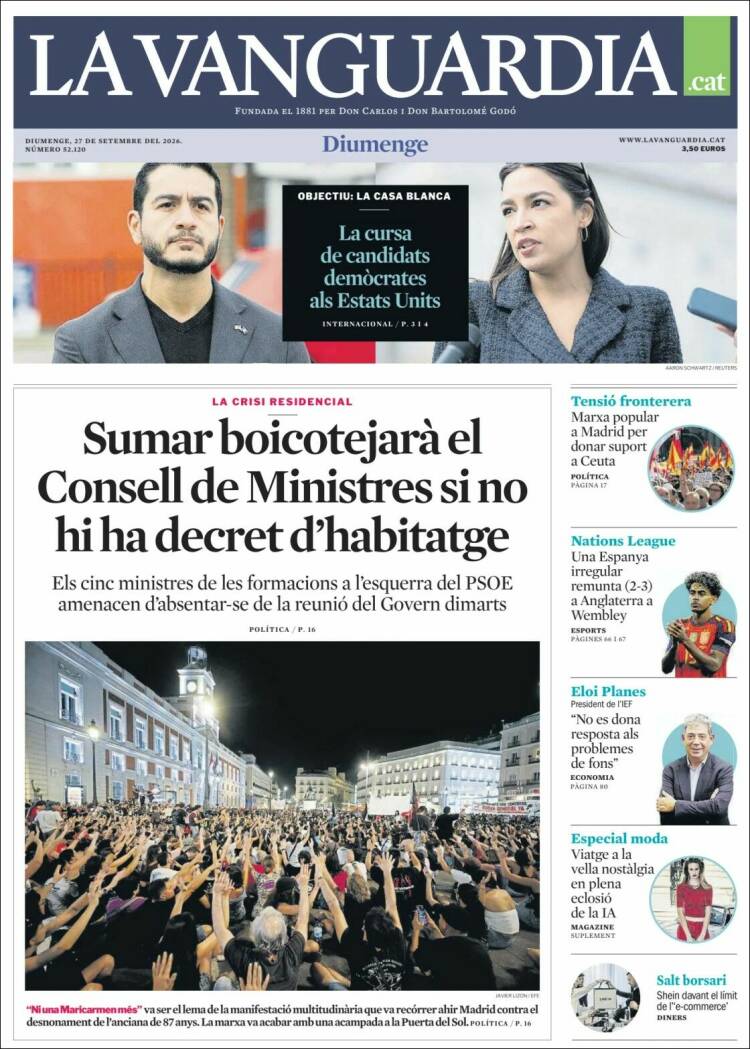 Portada de La Vanguardia (Espa&ntilde;a)