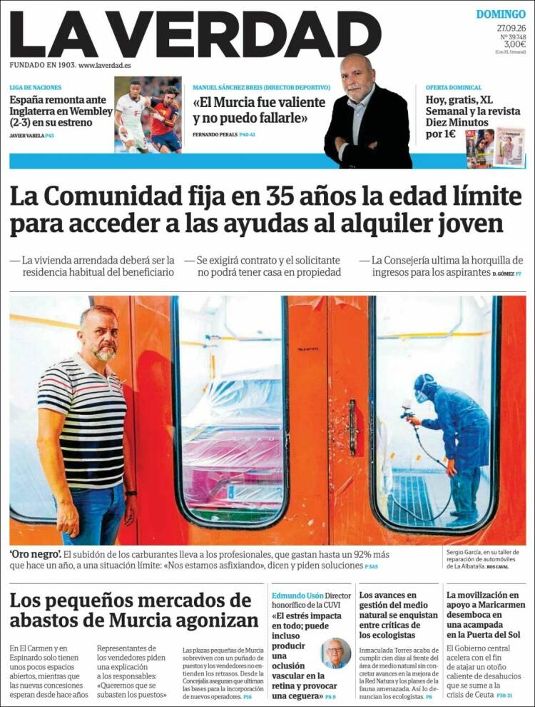 Portada de La Verdad de Murcia (Espa&ntilde;a)