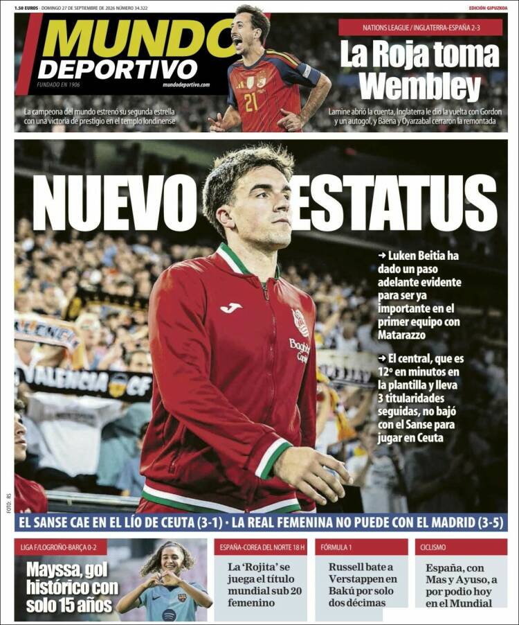 Portada de Mundo Deportivo Gipuzkoa (Espa&ntilde;a)