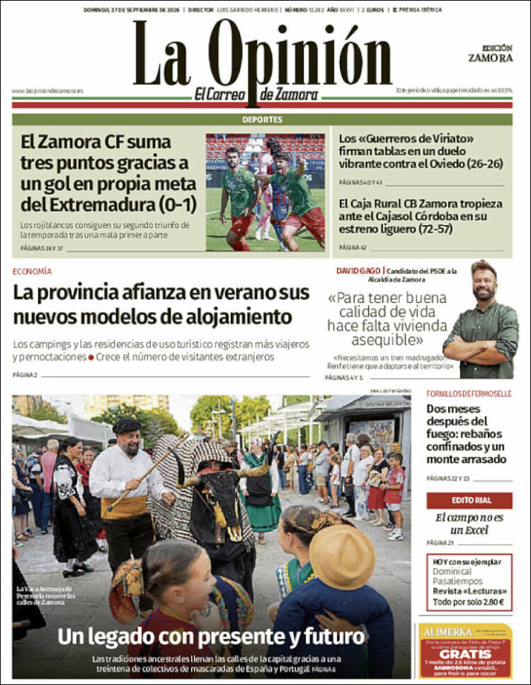Portada de La Opinión - El Correo de Zamora (Espa&ntilde;a)