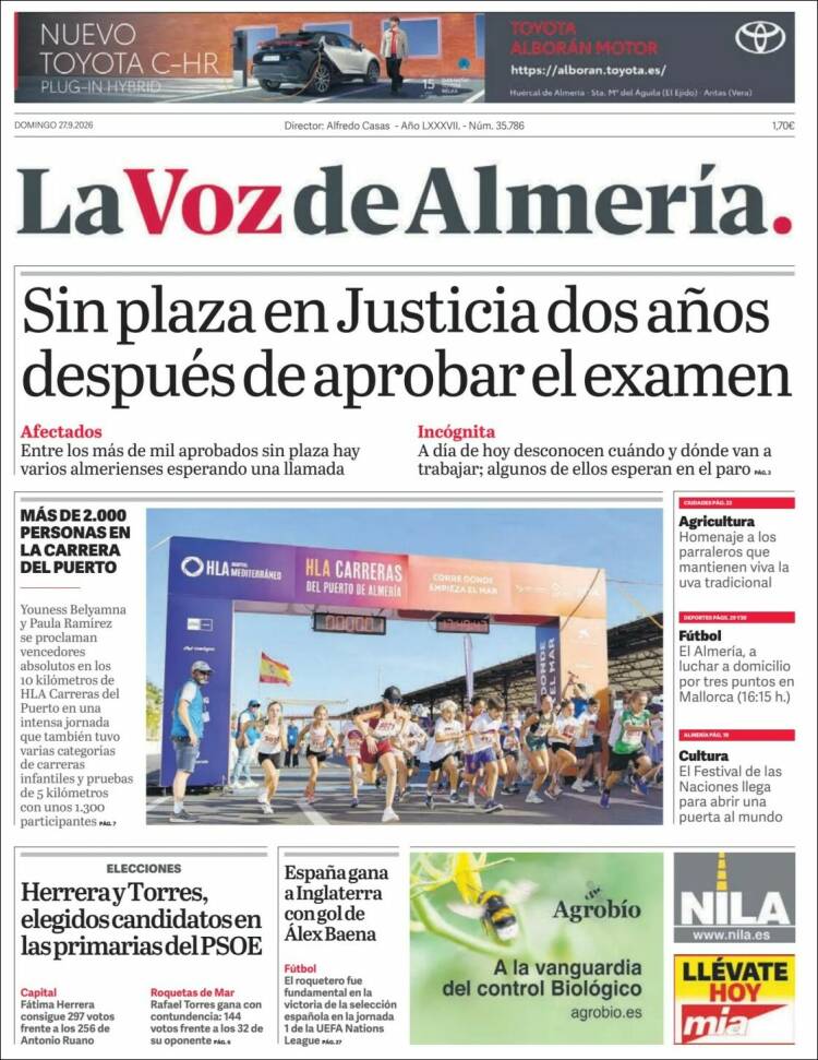 Portada de La Voz de Almería (Espa&ntilde;a)