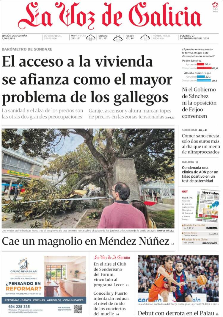 Portada de La Voz de Galicia (Espa&ntilde;a)