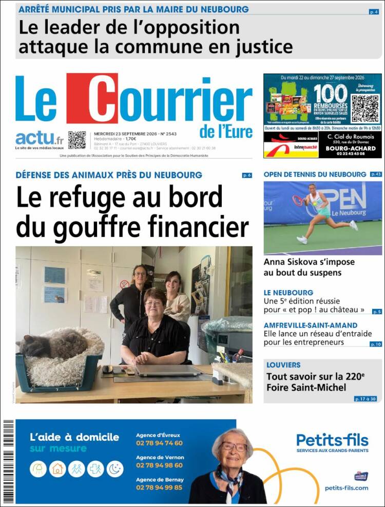 Portada de Le Courrier de l'Ouest (Francia)