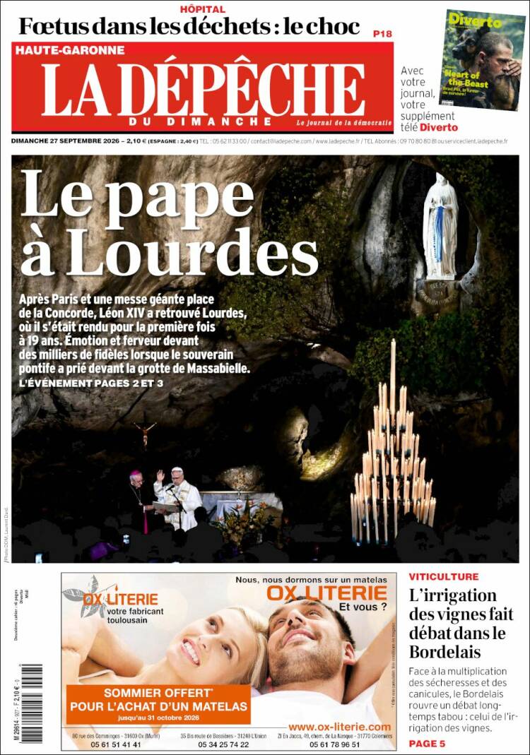 Portada de La Dépêche du Midi (Francia)