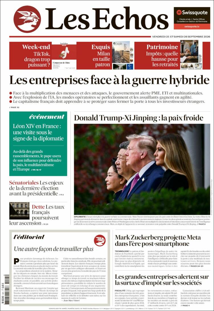 Portada de Les Echos (Francia)