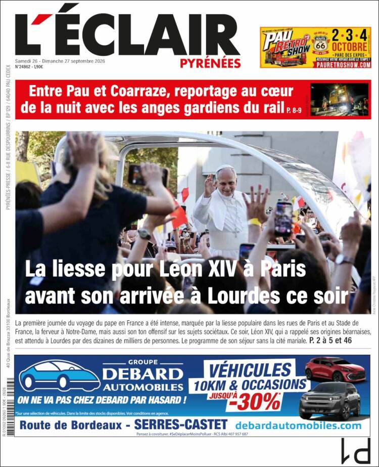 Portada de L'Eclair des Pyrénées (Francia)