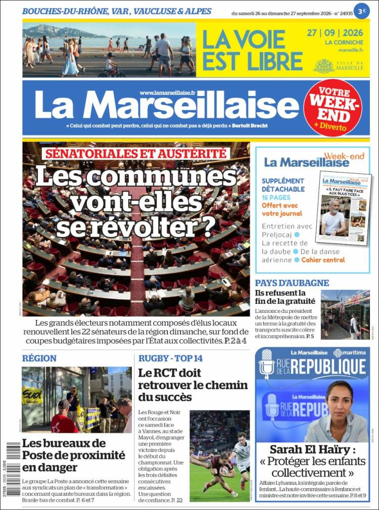 Portada de La Marseillaise (Francia)