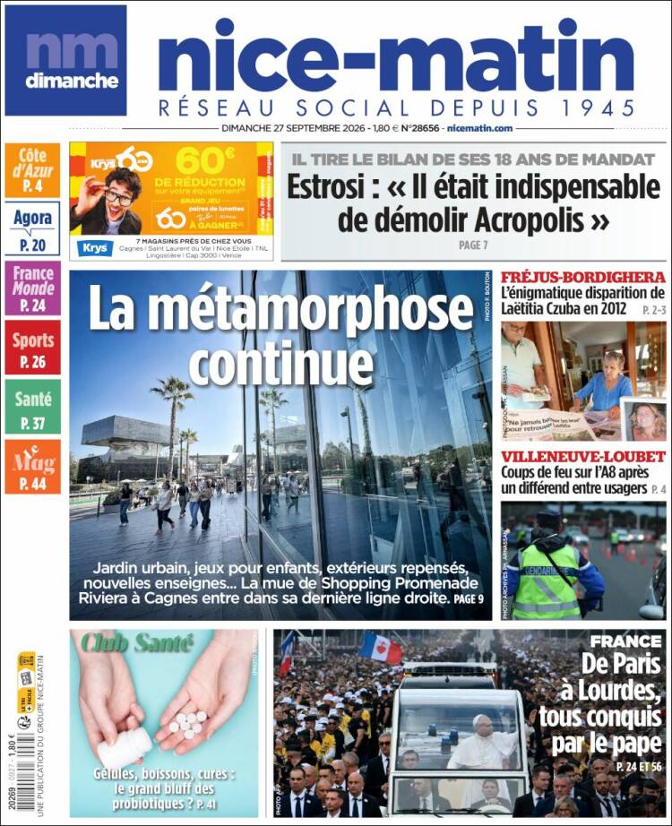 Portada de Nice-Matin (Francia)