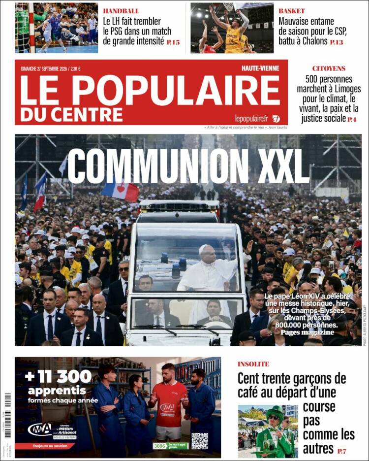 Portada de Le Populaire du Centre (Francia)