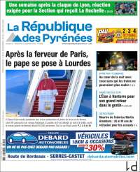 Portada de La République des Pyrénées (Francia)