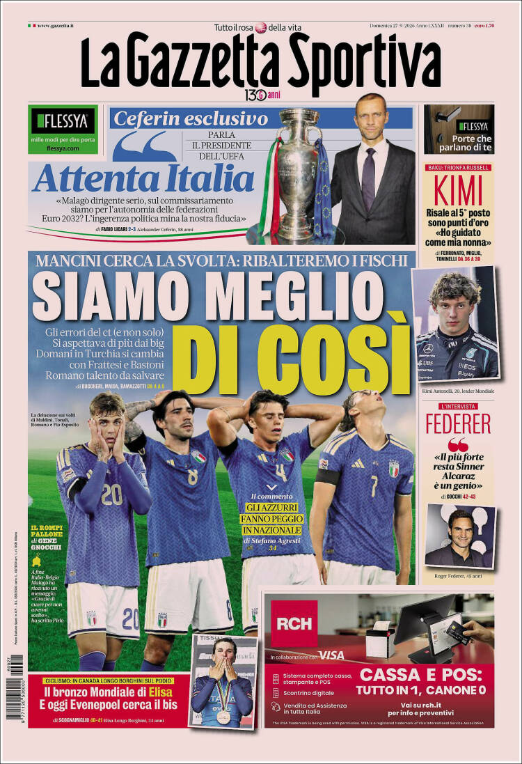 Portada de La Gazzetta dello Sport (Italia)