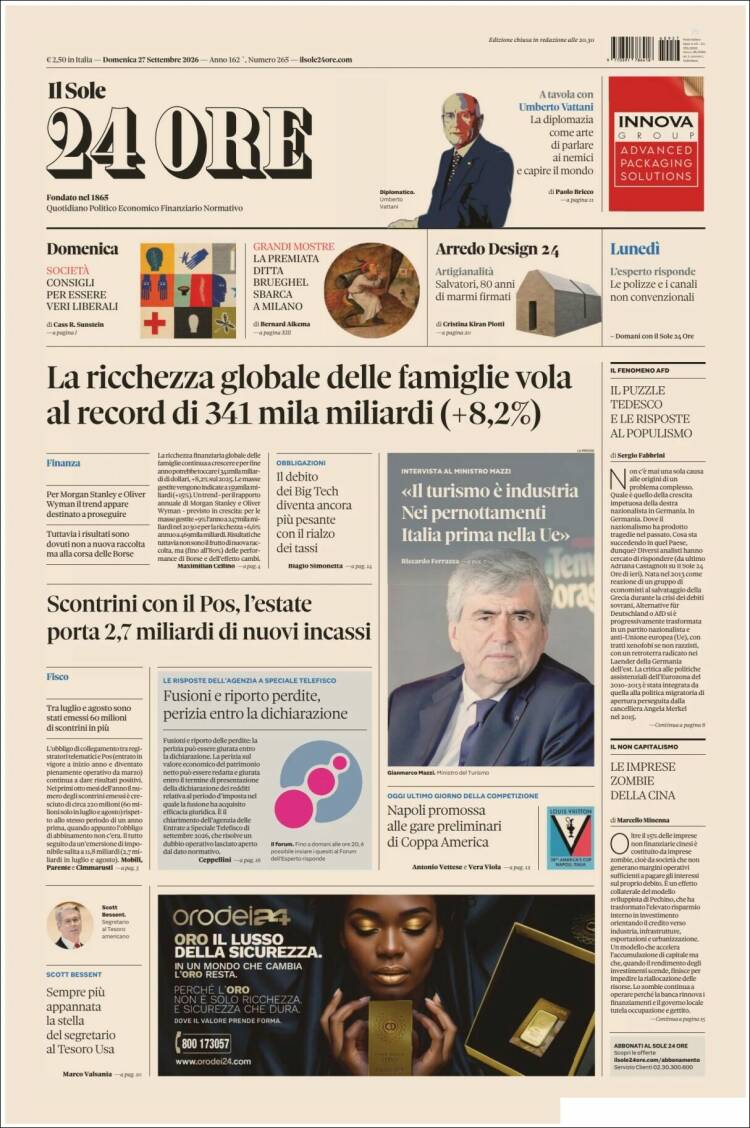 Portada de Il Sole 24 ORE (Italia)