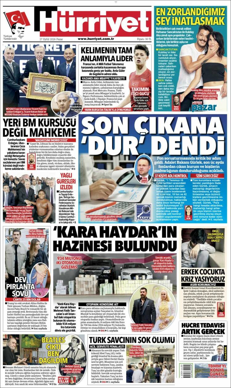Portada de Hürriyet (Turqu&iacute;a)