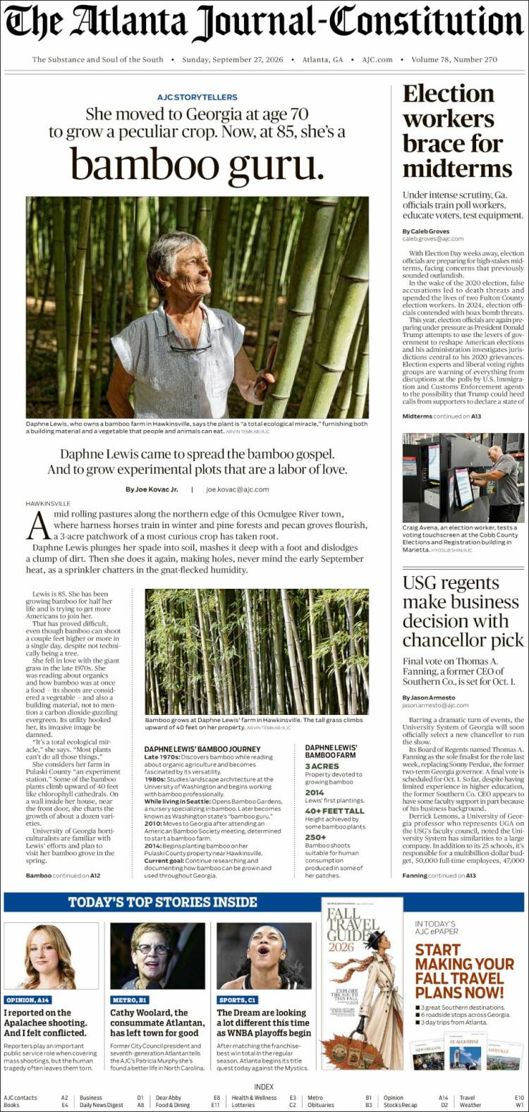 Portada de The Atlanta Journal-Constitution (USA)