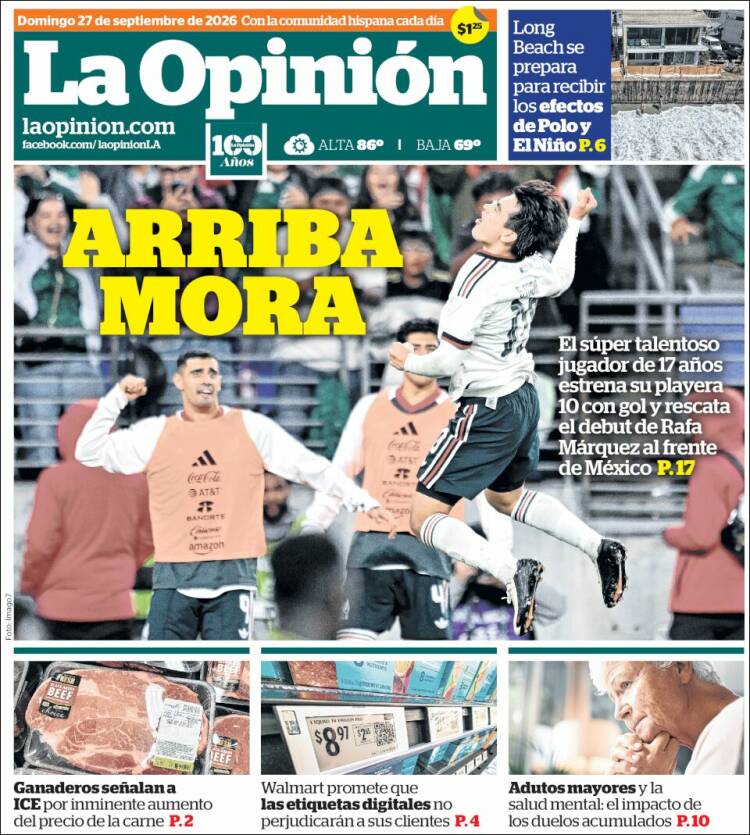 Portada de La Opinión (USA)