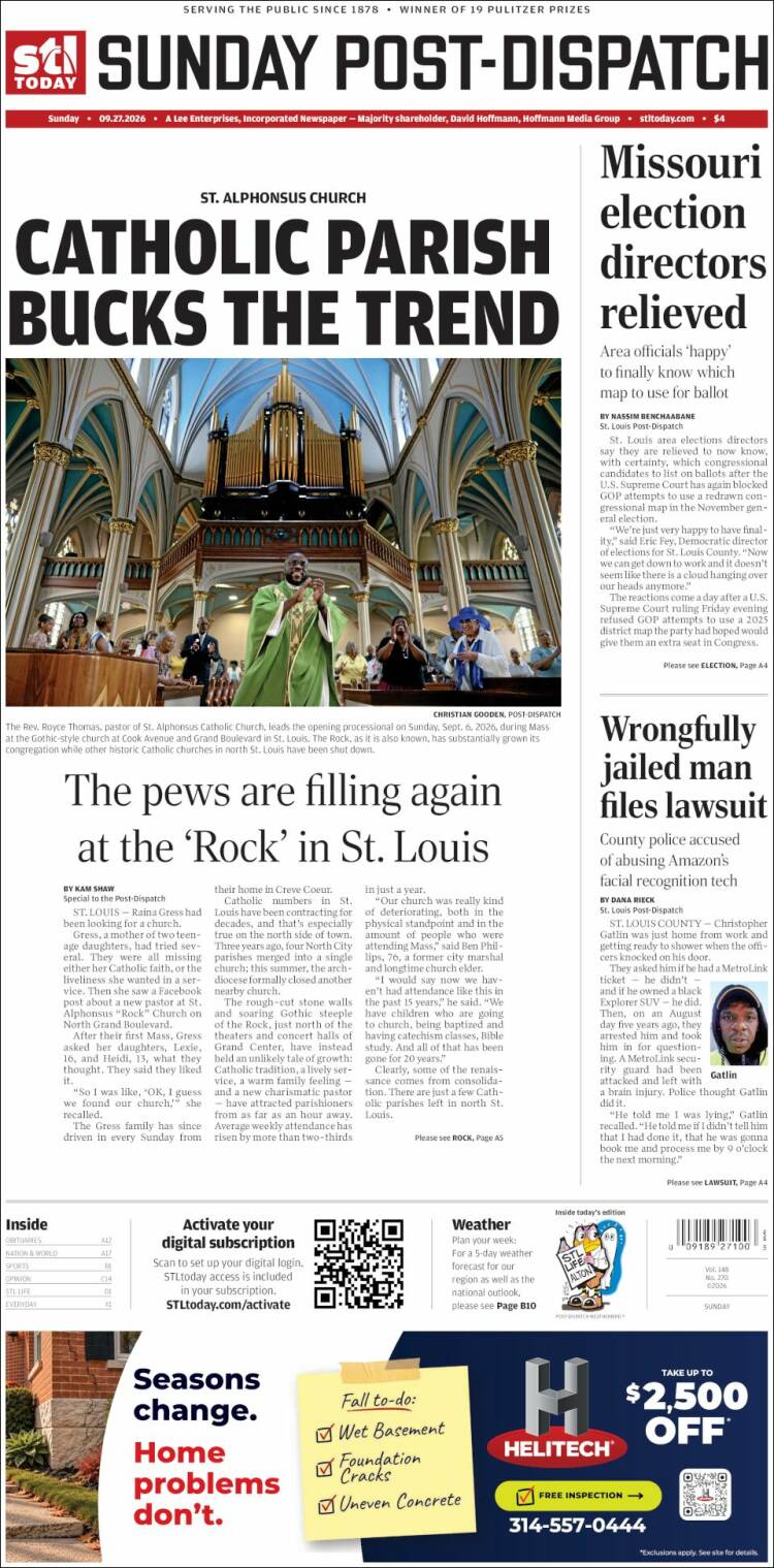 Portada de St. Louis Post-Dispatch (USA)