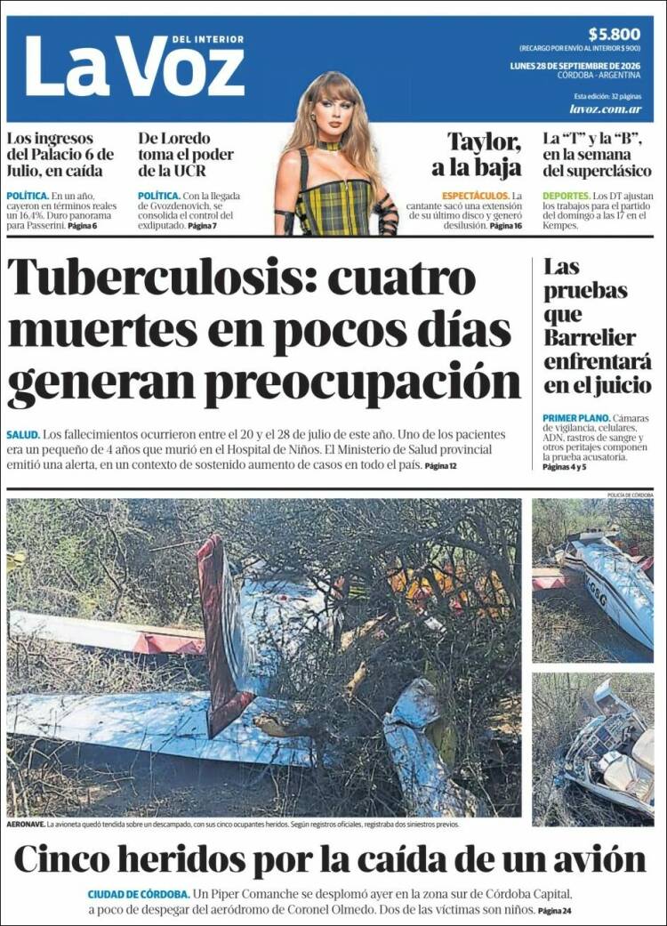 Portada de La Voz del Interior (Argentina)