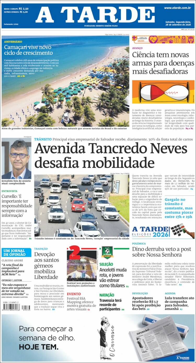Portada de Diário A Tarde (Brasil)