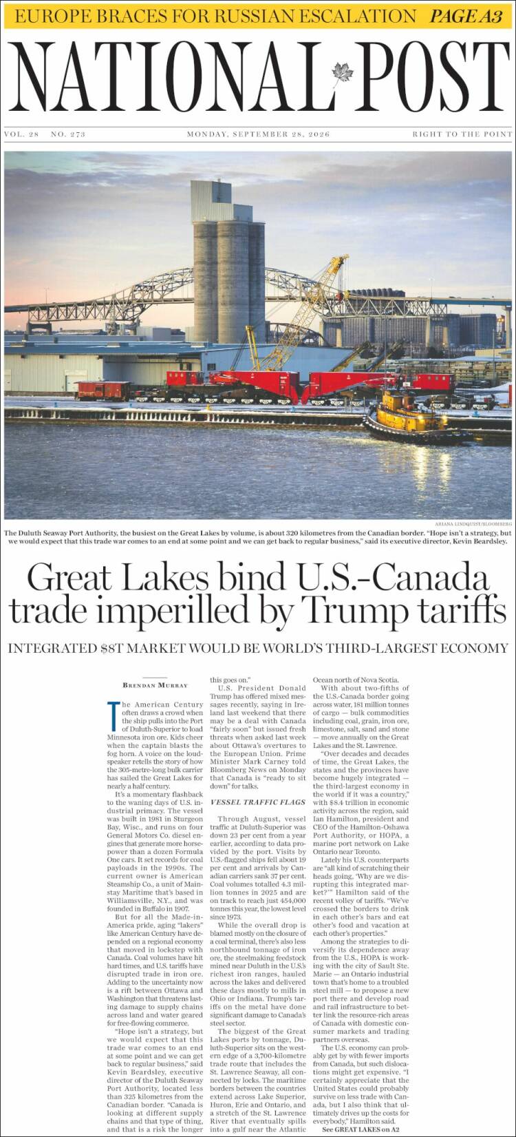 Portada de The National Post (Canad&aacute;)