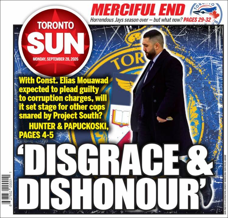 Portada de The Toronto Sun (Canad&aacute;)