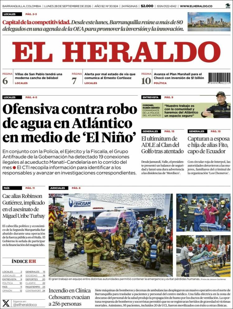 Portada de El Heraldo (Colombia)