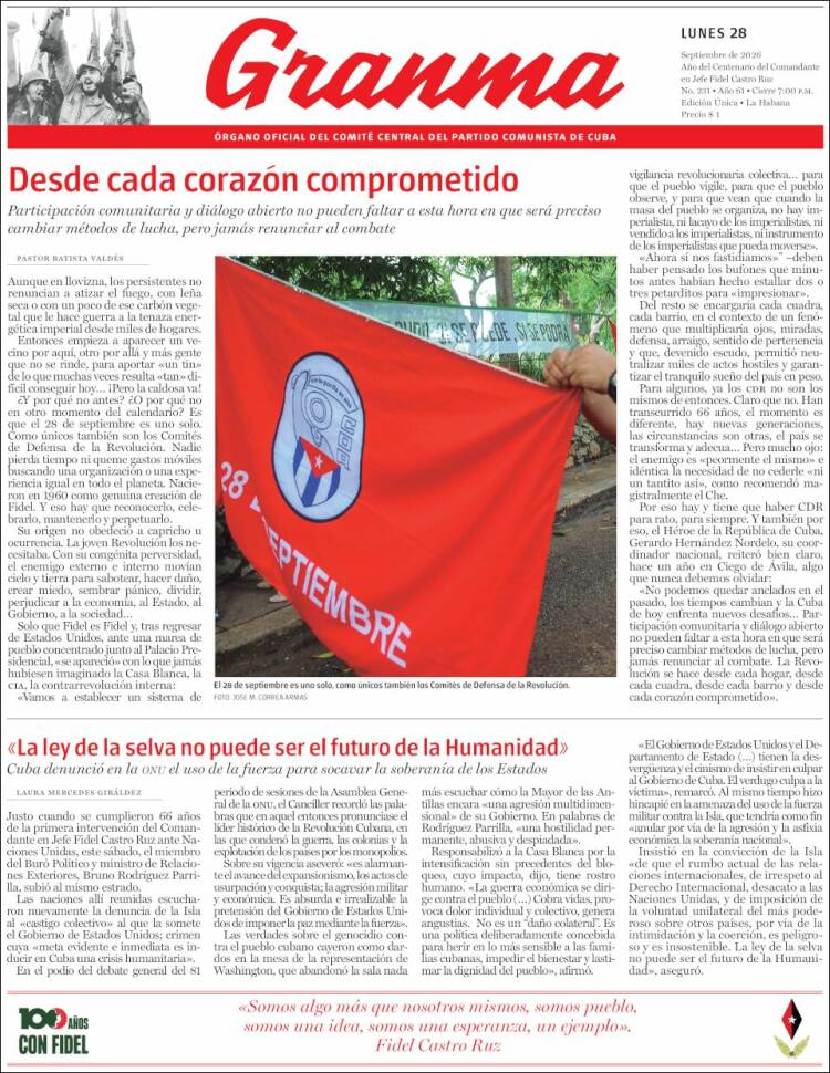 Portada de Granma (Cuba)