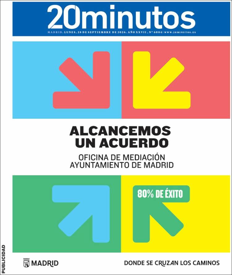 Portada de 20 Minutos - Madrid (Espa&ntilde;a)