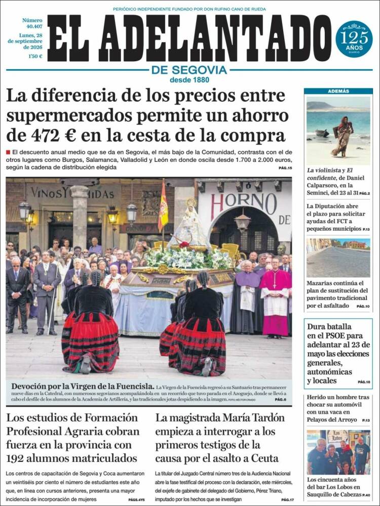 Portada de El Adelantado de Segovia (Espa&ntilde;a)