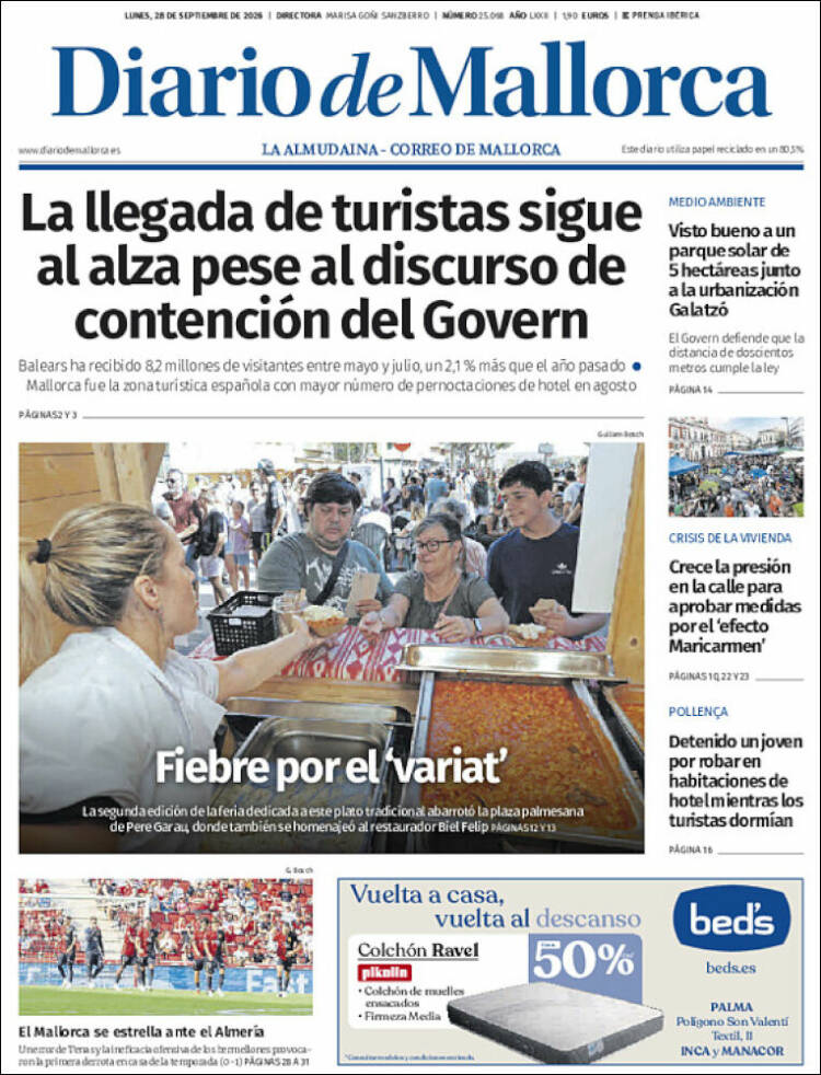 Portada de Diario de Mallorca (Espa&ntilde;a)