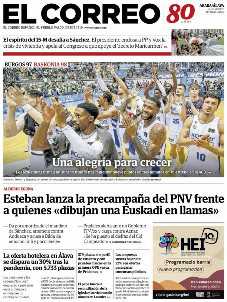 Portada de El Correo - Álava (Espa&ntilde;a)