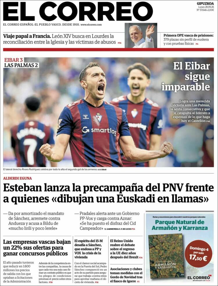 Portada de El Correo - Guipuzcoa (Espa&ntilde;a)