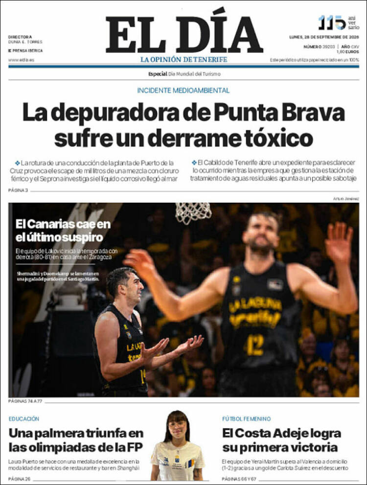 Portada de El Día (Espa&ntilde;a)