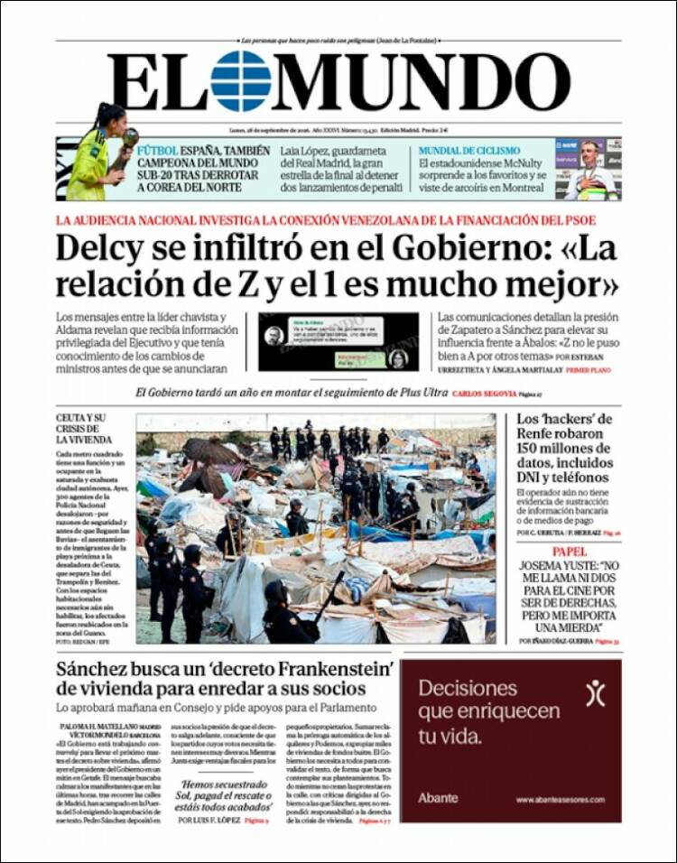 Portada de El Mundo (Spain)