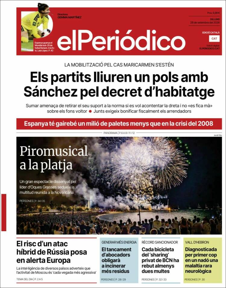 Portada de El Periódico de Catalunya (Espa&ntilde;a)