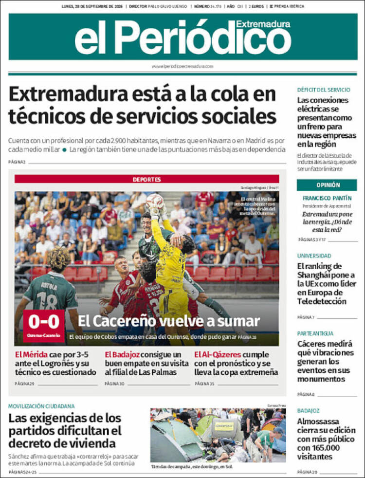 Portada de El Periódico de Extremadura (Espa&ntilde;a)