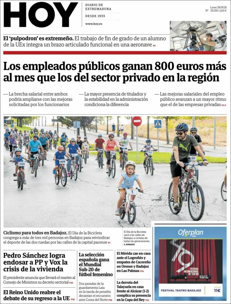 Portada de Hoy - Caceres (Espa&ntilde;a)